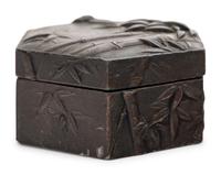 Four Chinese and Japanese Metal Covered Boxes