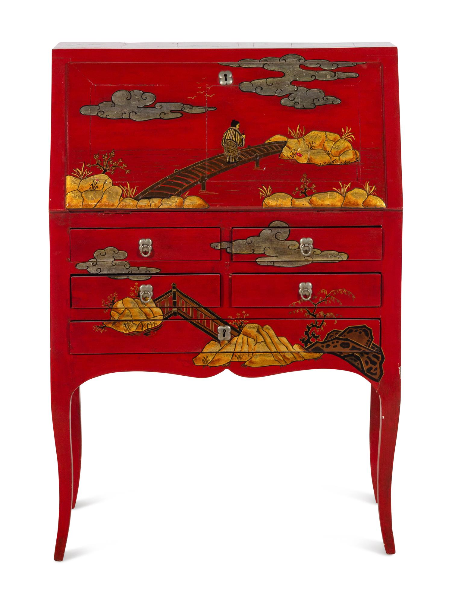 A Chinoiserie-Decorated Slant-Front Desk