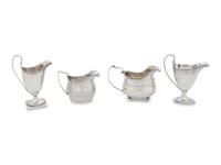 A Group of Four English Silver Creamers