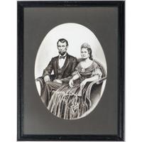 Lloyd Ostendorf, Pen and Ink Wash Drawing of Abraham and Mary Todd Lincoln