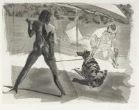 A pair of prints (Beach; Shower)