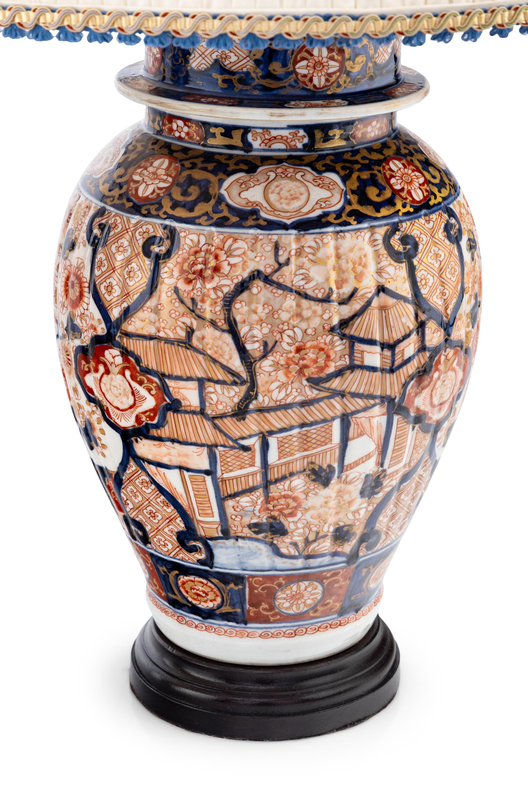 A Pair of Imari Porcelain Vases Mounted as Lamps