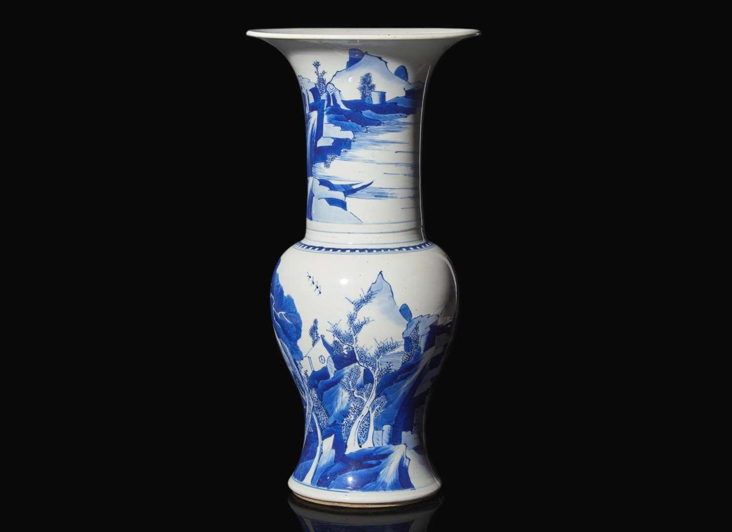A Chinese blue and white Phoenix-tail vase, Kangxi period 青花鳳尾尊 清康熙