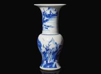 A Chinese blue and white Phoenix-tail vase, Kangxi period 青花鳳尾尊 清康熙