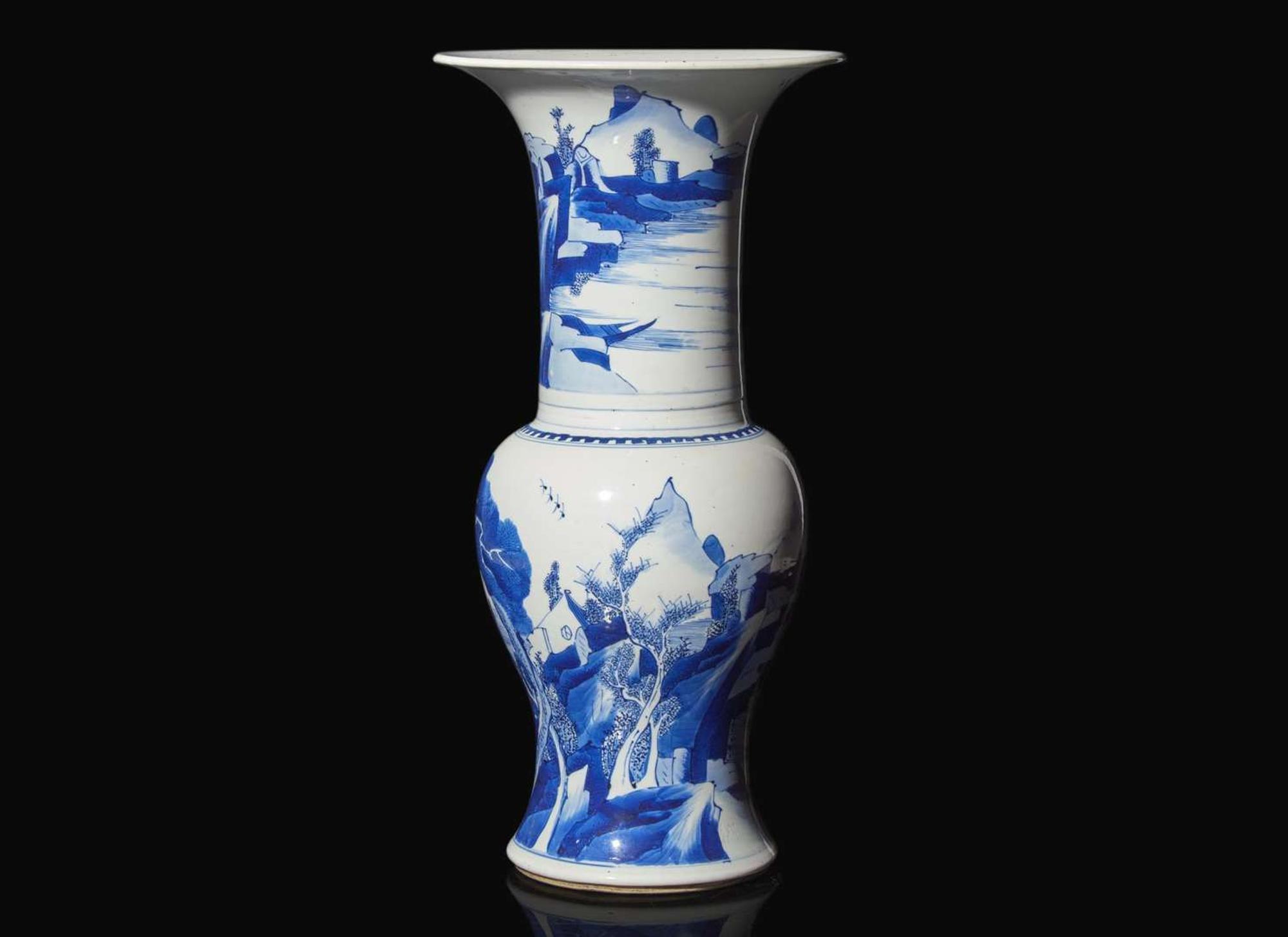 A Chinese blue and white Phoenix-tail vase, Kangxi period 青花鳳尾尊 清康熙