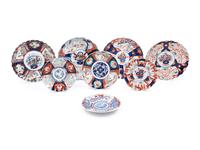 A Group of Eight Imari Pattern Porcelain Plates