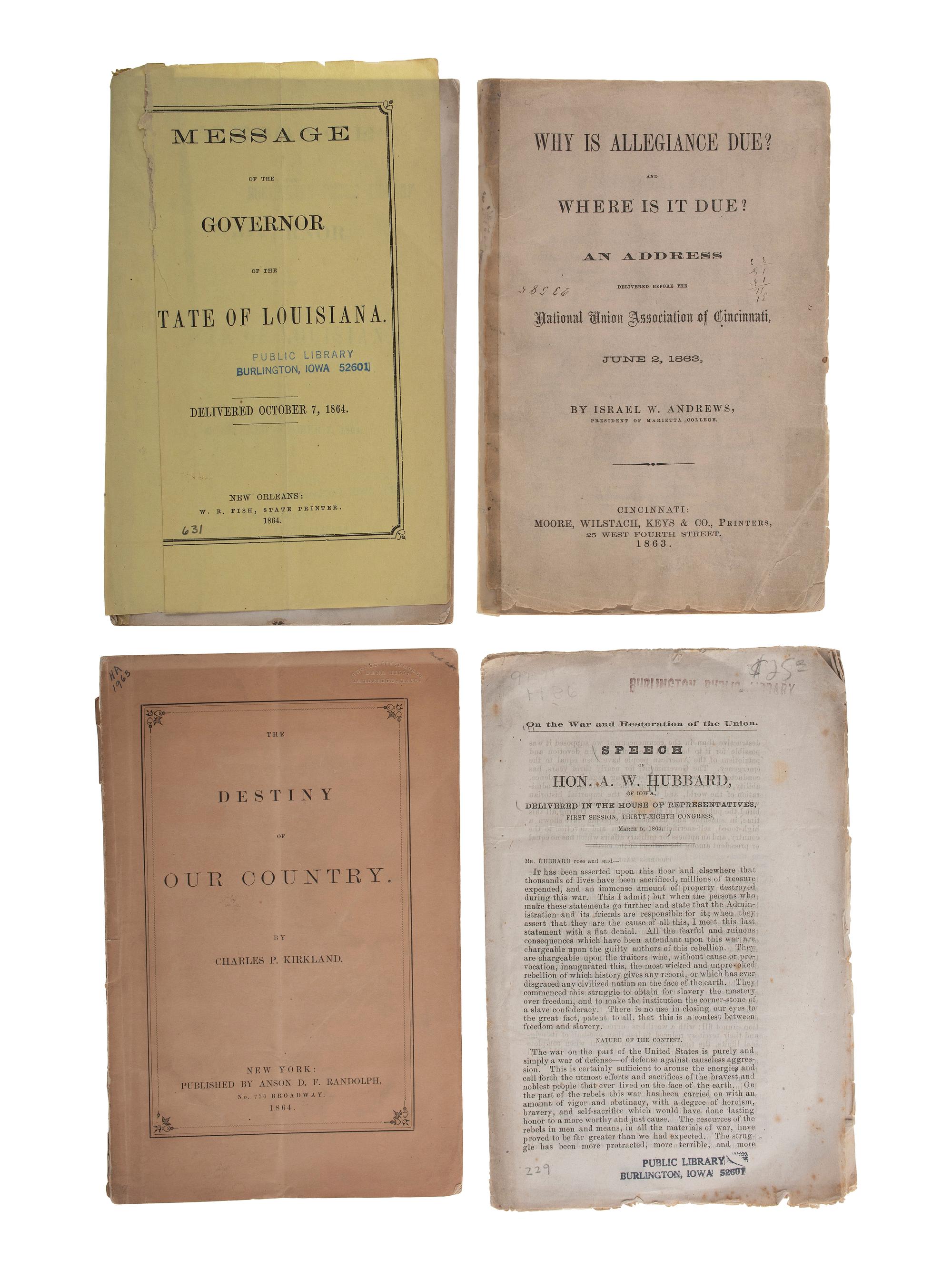 [CIVIL WAR]. A large group of war-era pamphlets on topics including politics, battles, foreign relations, debt, and the draft, comprising: