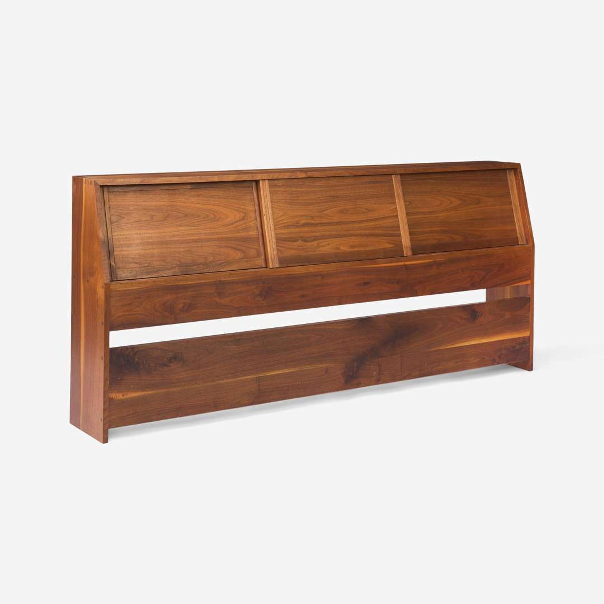 George Nakashima (American, 1905-1990) King-Size Triple Sliding-Door Storage Headboard, New Hope, Pennsylvania, 1967