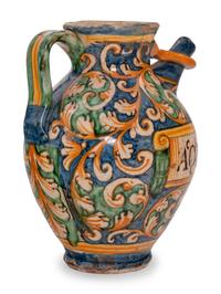A Continental Majolica Apothecary Ewer