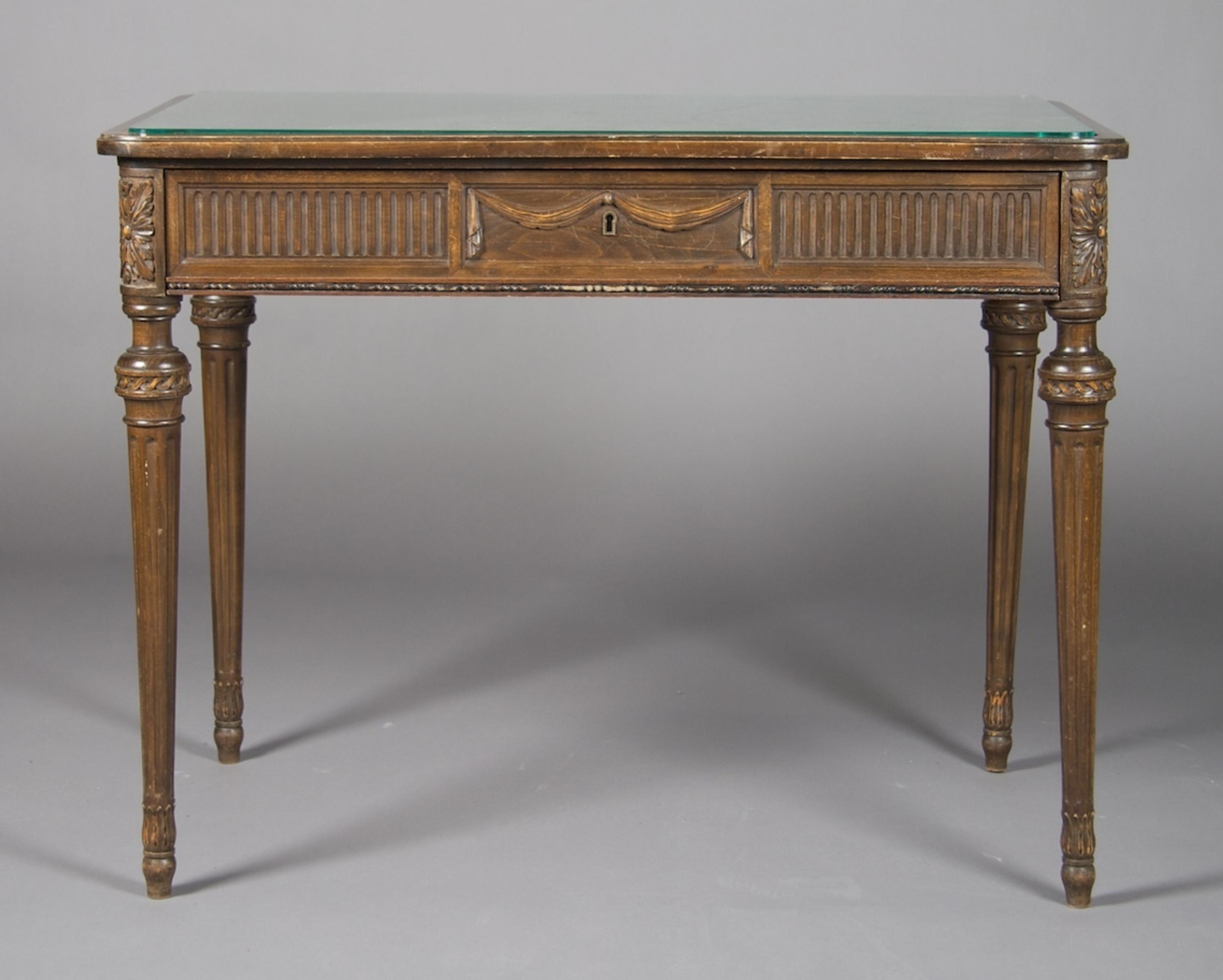 A Louis XVI Style Bureau Plat, Portois a Fix Wien, Height 29 x width 38 x depth 23 3/4 inches.