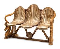 A Grotto Style Silvered Wood Settee
