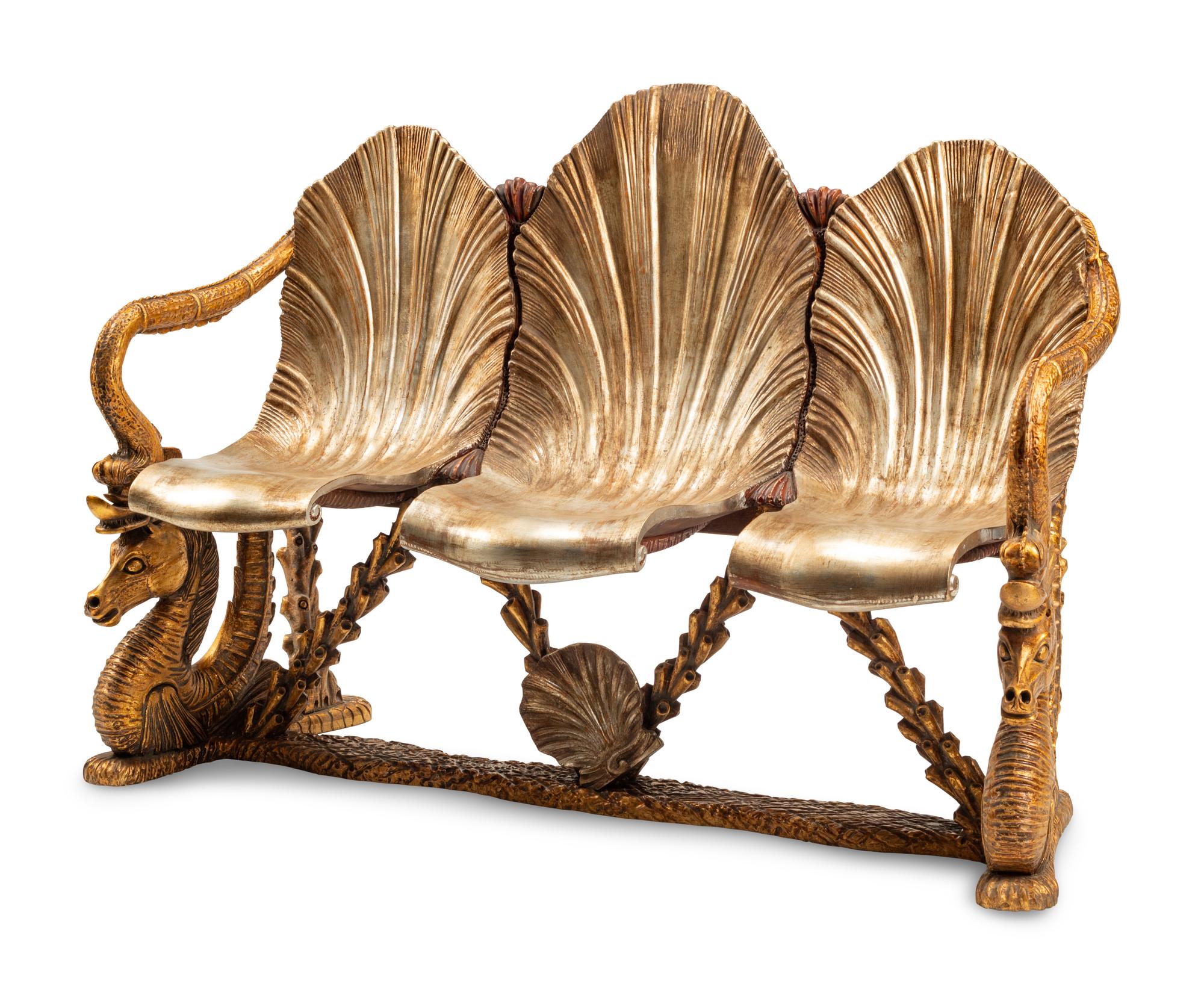 A Grotto Style Silvered Wood Settee