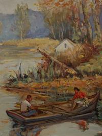 Couple Boating on a Country Lake