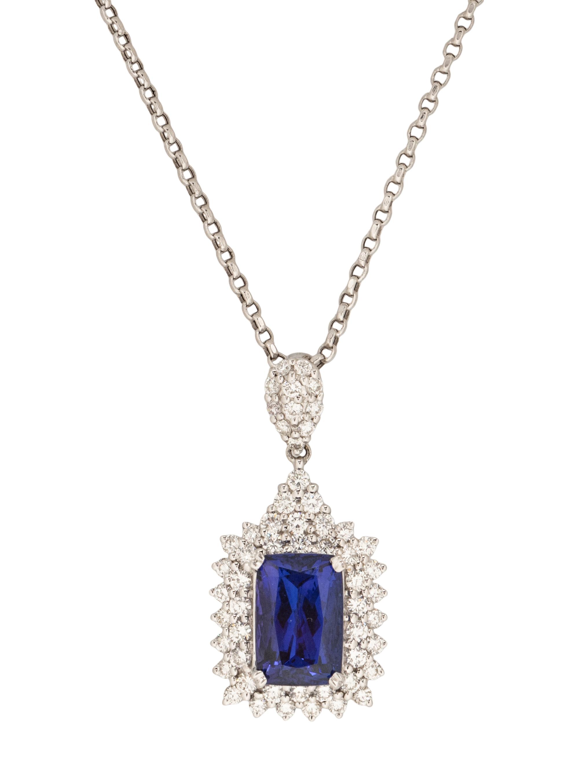 TANZANITE AND DIAMOND PENDANT NECKLACE