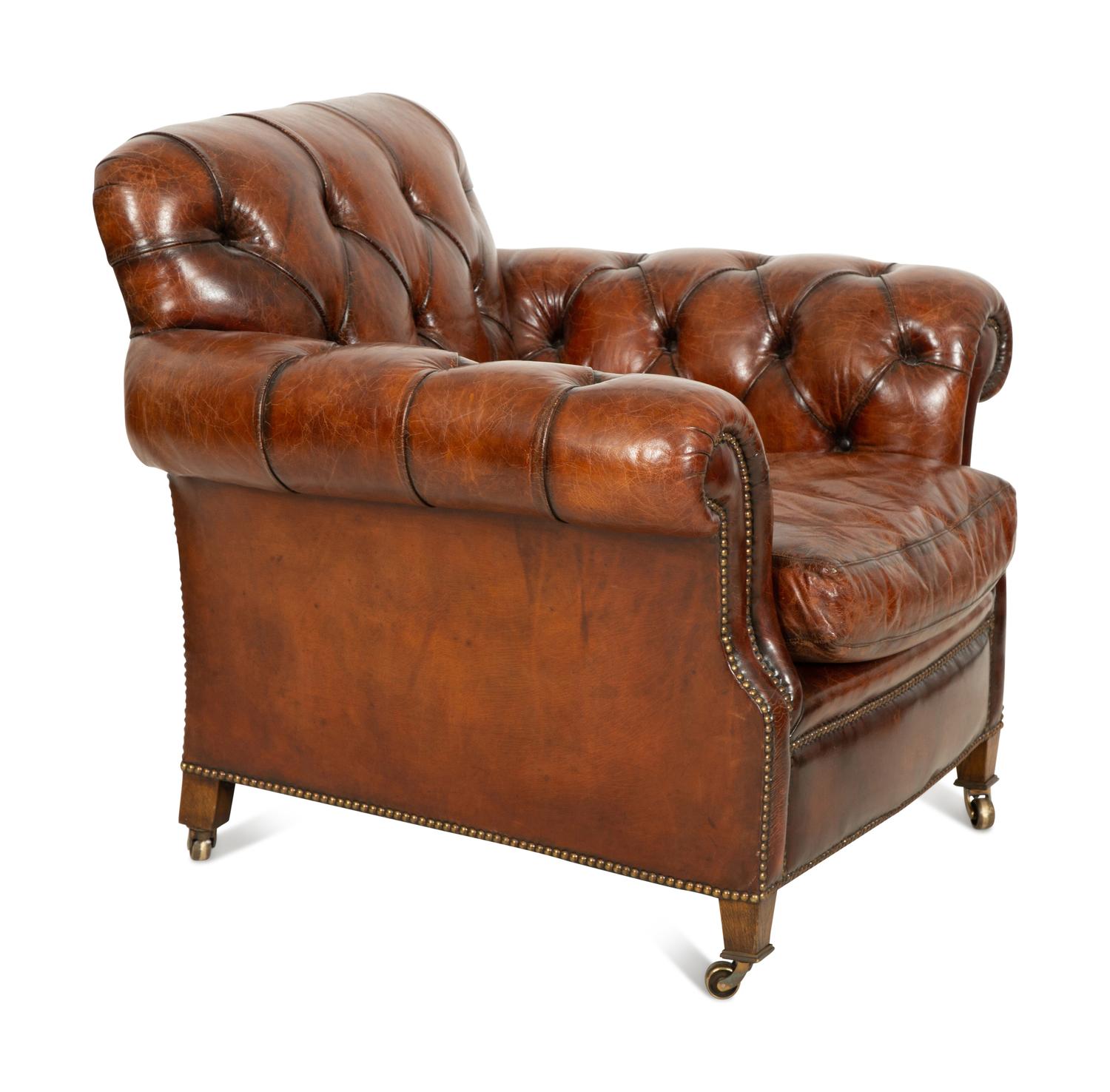 A Pair of Chesterfield Style Leather Club Chairs