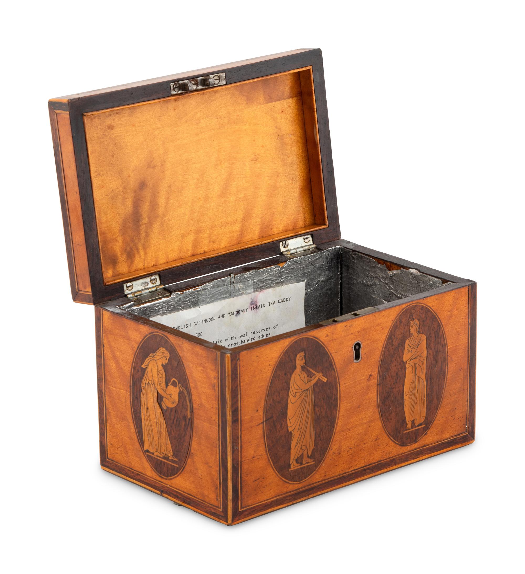 A George III Satinwood and Marquetry Tea Caddy