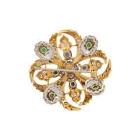 DIAMOND AND MULTIGEM BROOCH