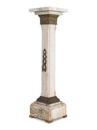 A Continental Gilt Bronze Mounted Marble Pedestal