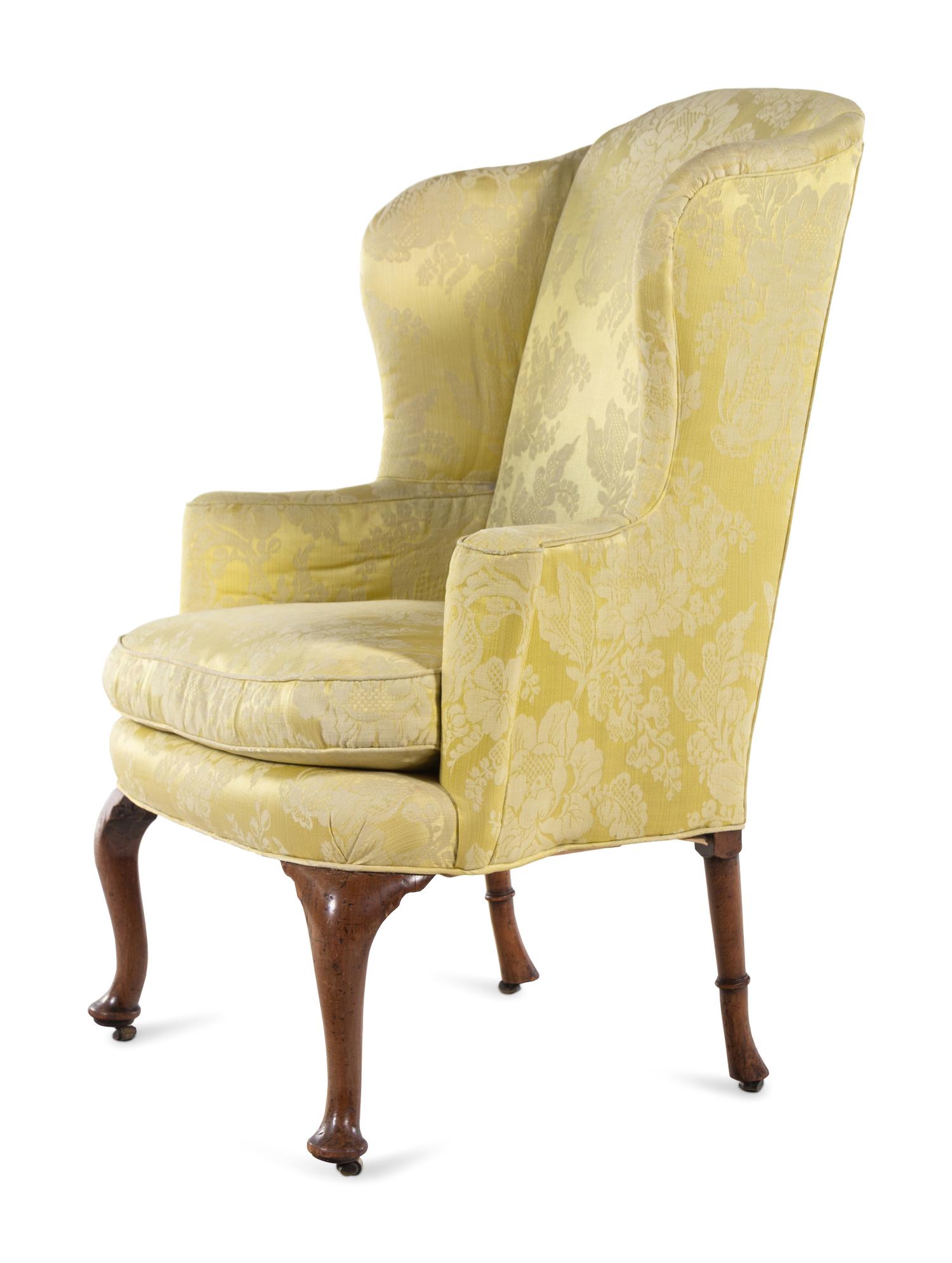 A Queen Anne Walnut Wing Chair