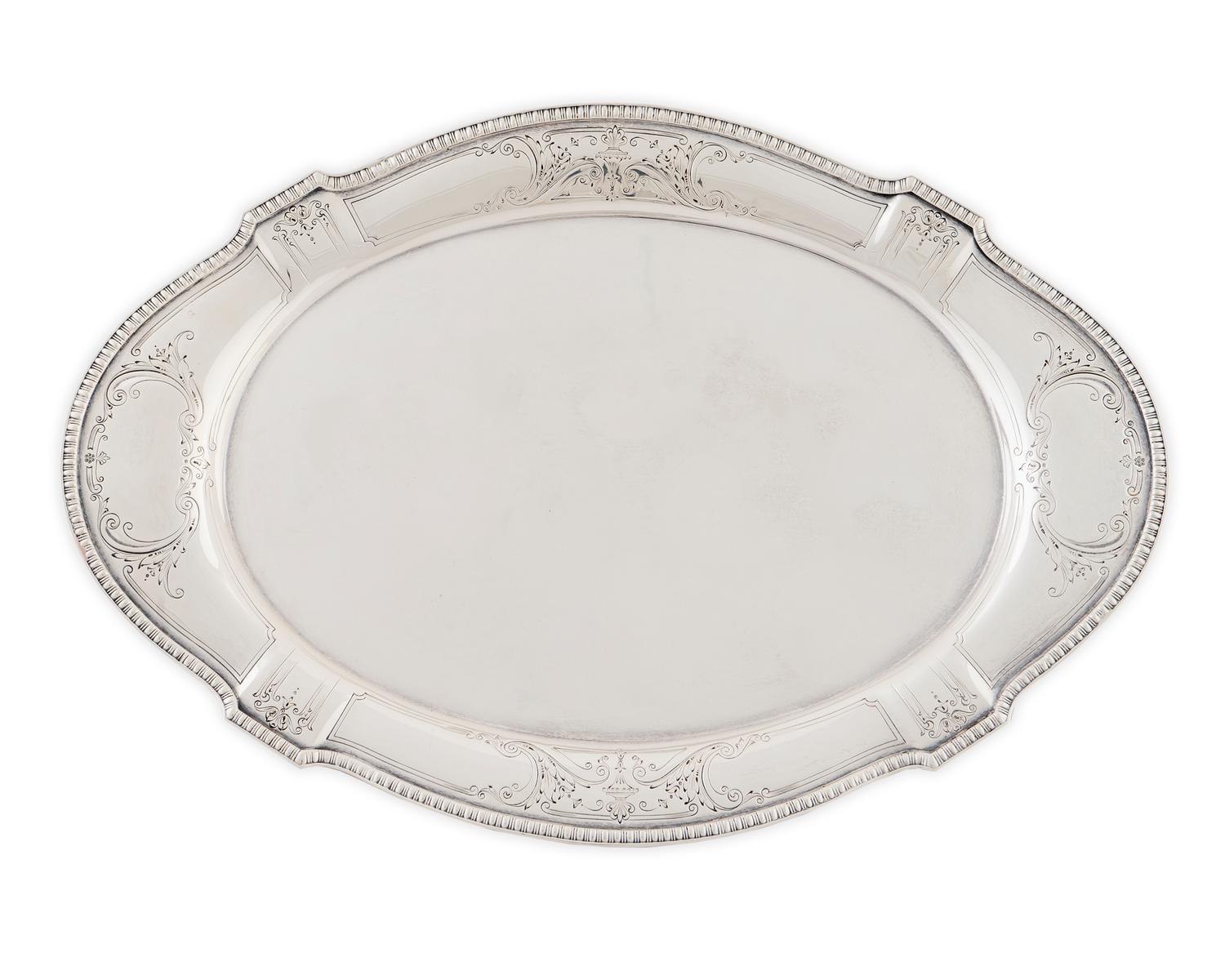Am American Silver Oval Tray — 20TH CENTURY