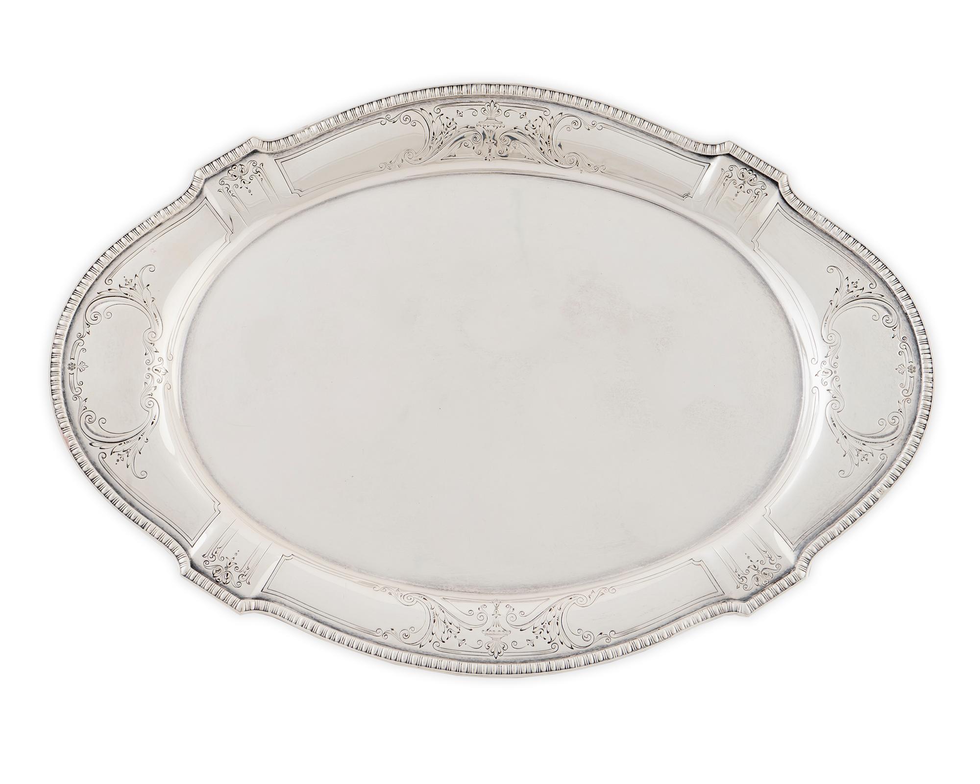 Am American Silver Oval Tray — 20TH CENTURY