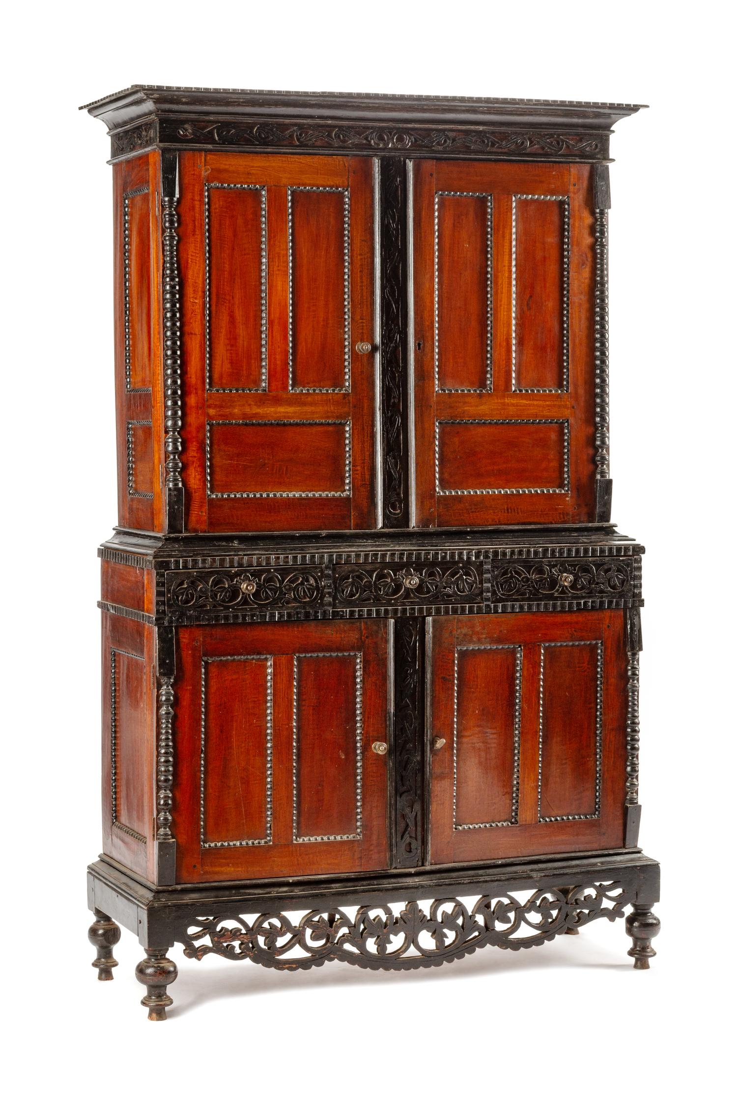 A Dutch Colonial Parcel Ebonized Mahogany Cabinet