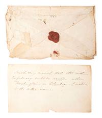 [CIVIL WAR]. Letter from a southern woman, "Jennie D," regarding England's relationship with the Confederacy, with cover marked "Southn Letter Unpaid." 5 June 1861.
