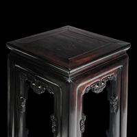 A Pair of Chinese Hong Mu , Incense Stands, 19th Century 清晚期 紅木拐子龍紋香幾一對