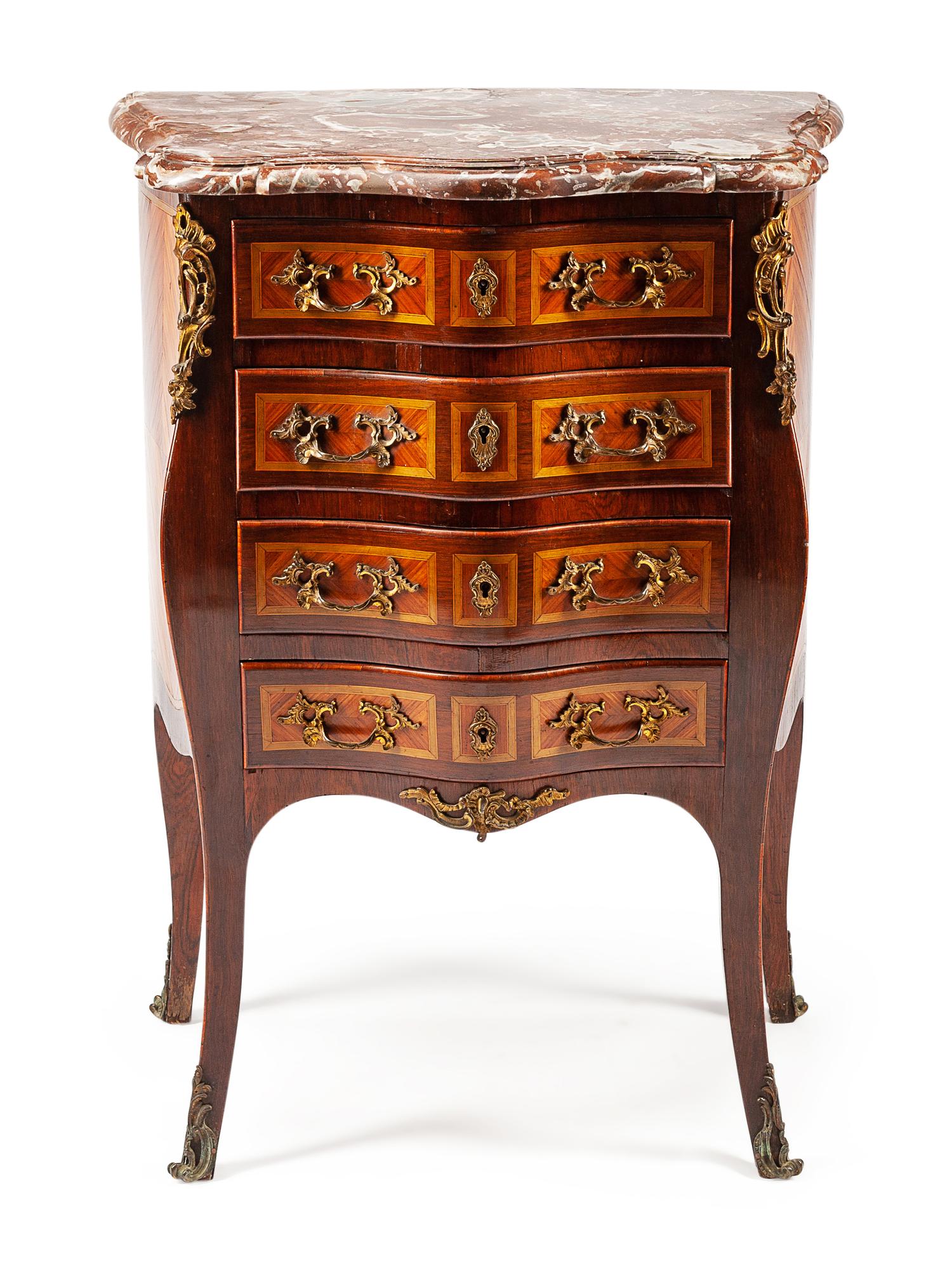 A Louis XV Style Gilt Bronze Mounted Commode