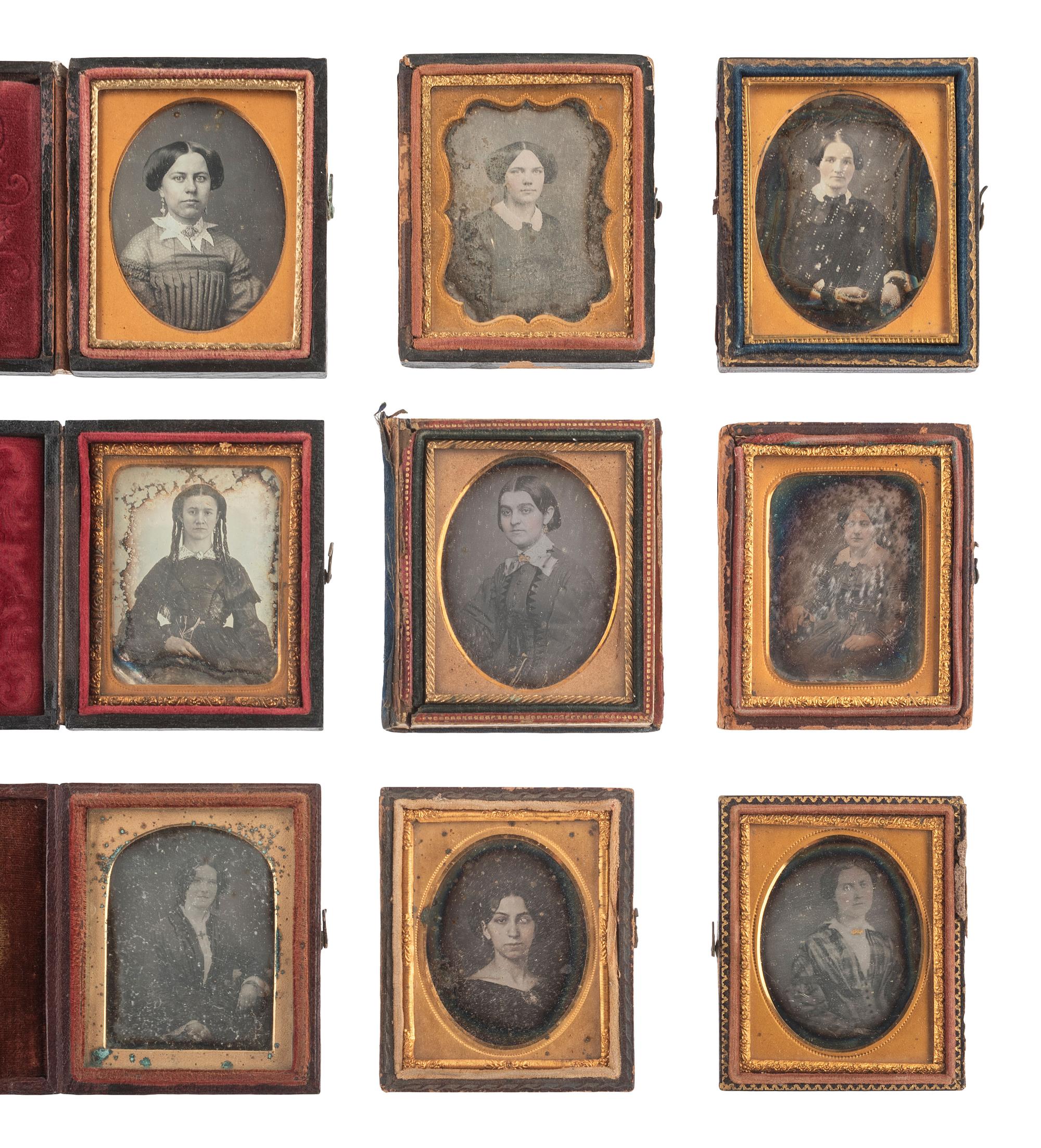 [EARLY PHOTOGRAPHY]. 37 ninth plate daguerreotypes featuring women of varying ages.