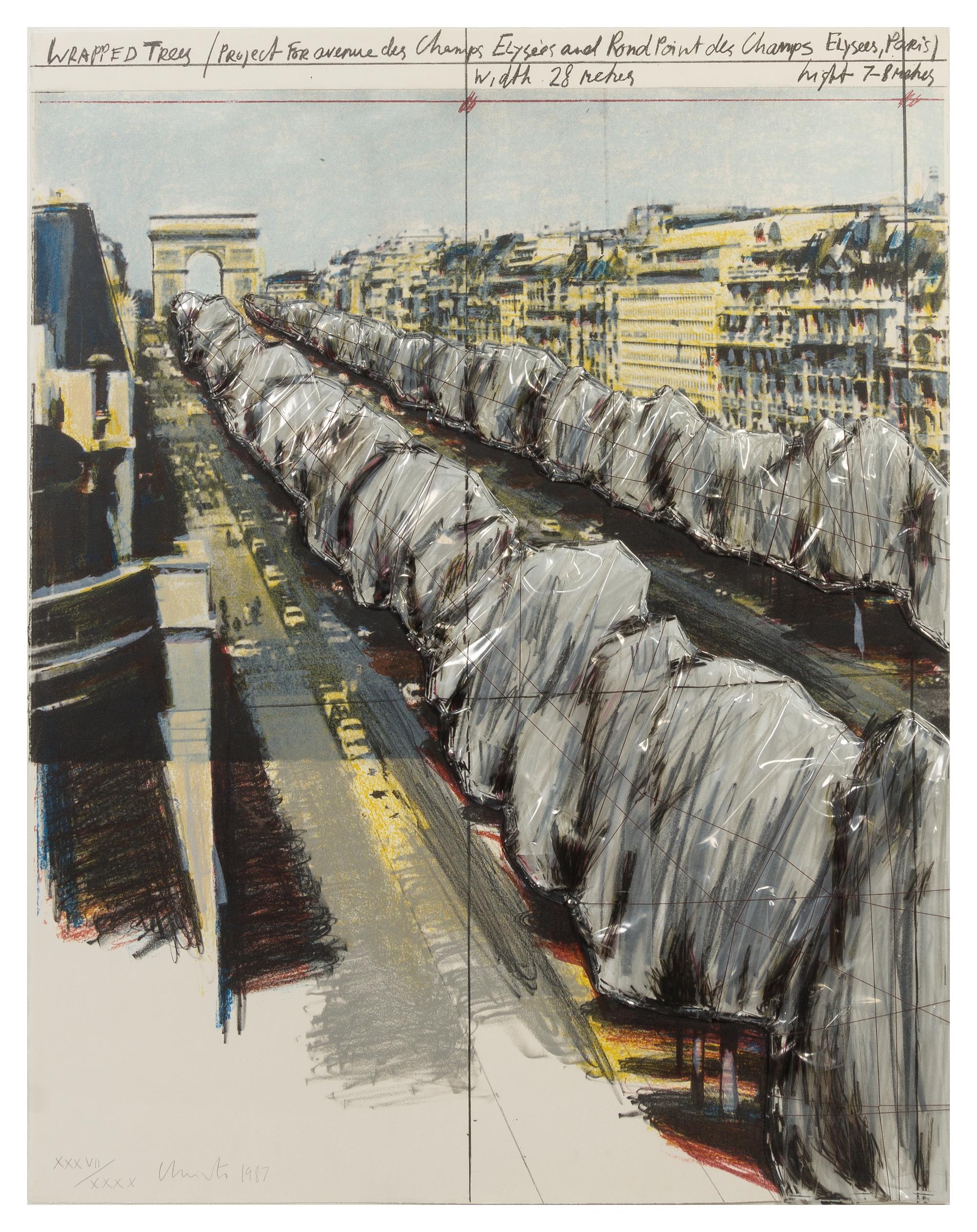 Christo and Jeanne-Claude, (Bulgarian, b. 1935), Wrapped Trees, Project for Avenue des Champs Elysees and Rond Point des Champs, Elysee