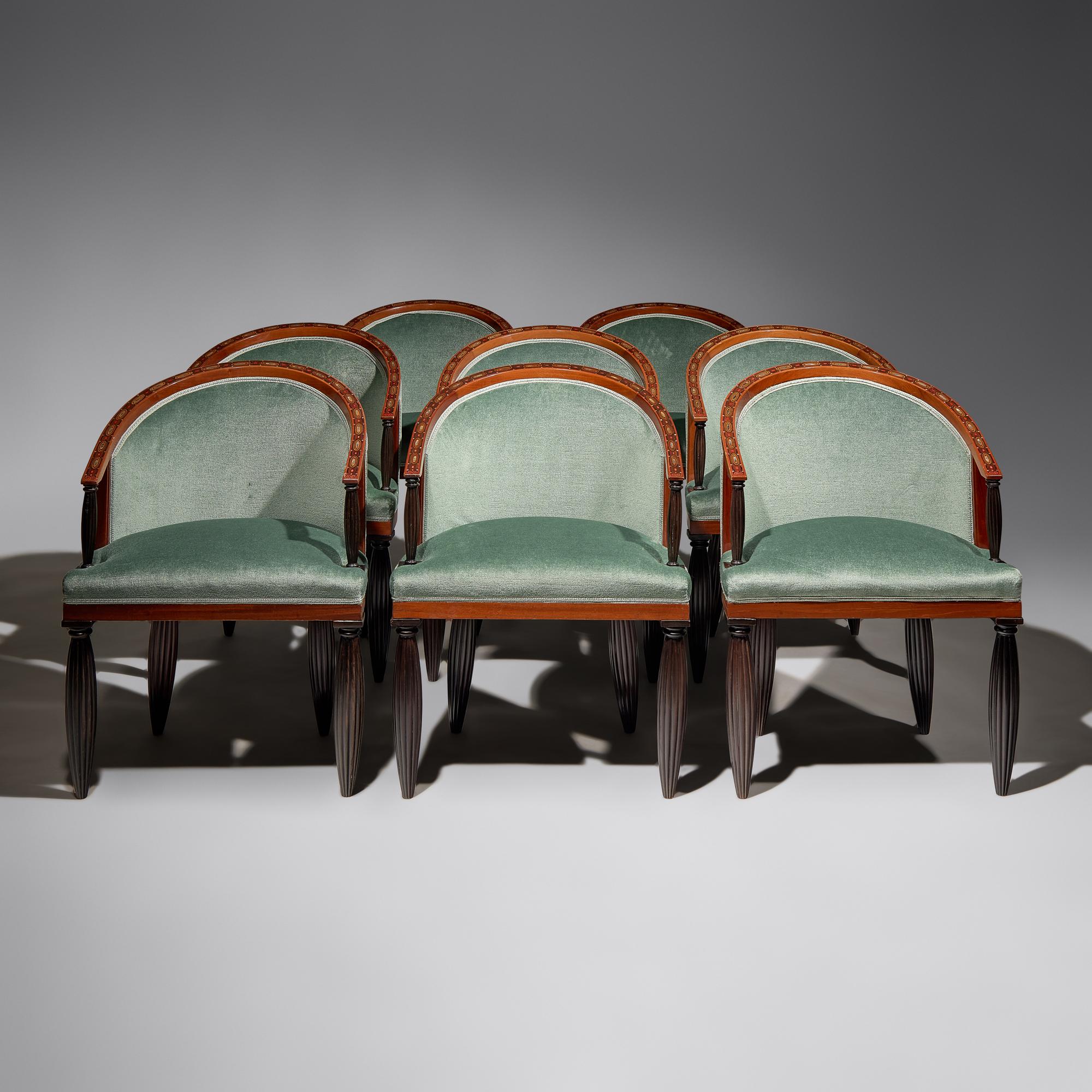 A set of eight art deco dining chairs