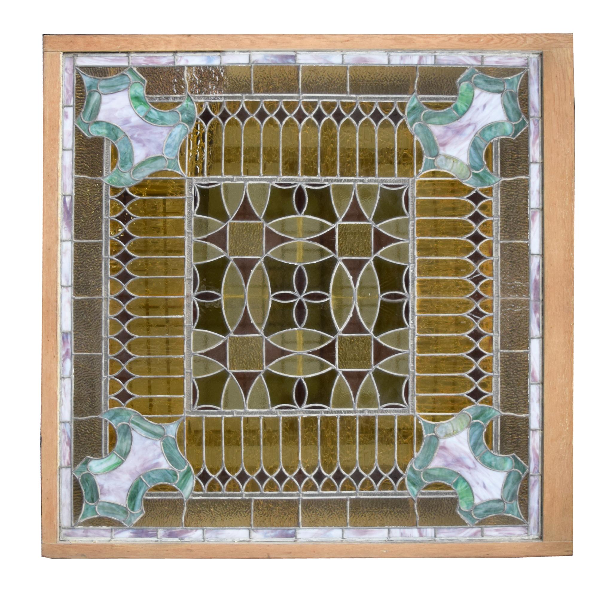 A Stained Glass Window 60" W x 1.75" D x 60" H — United States, Early 20th Century