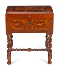 A Continental Mahogany and Marquetry Chest on Stand