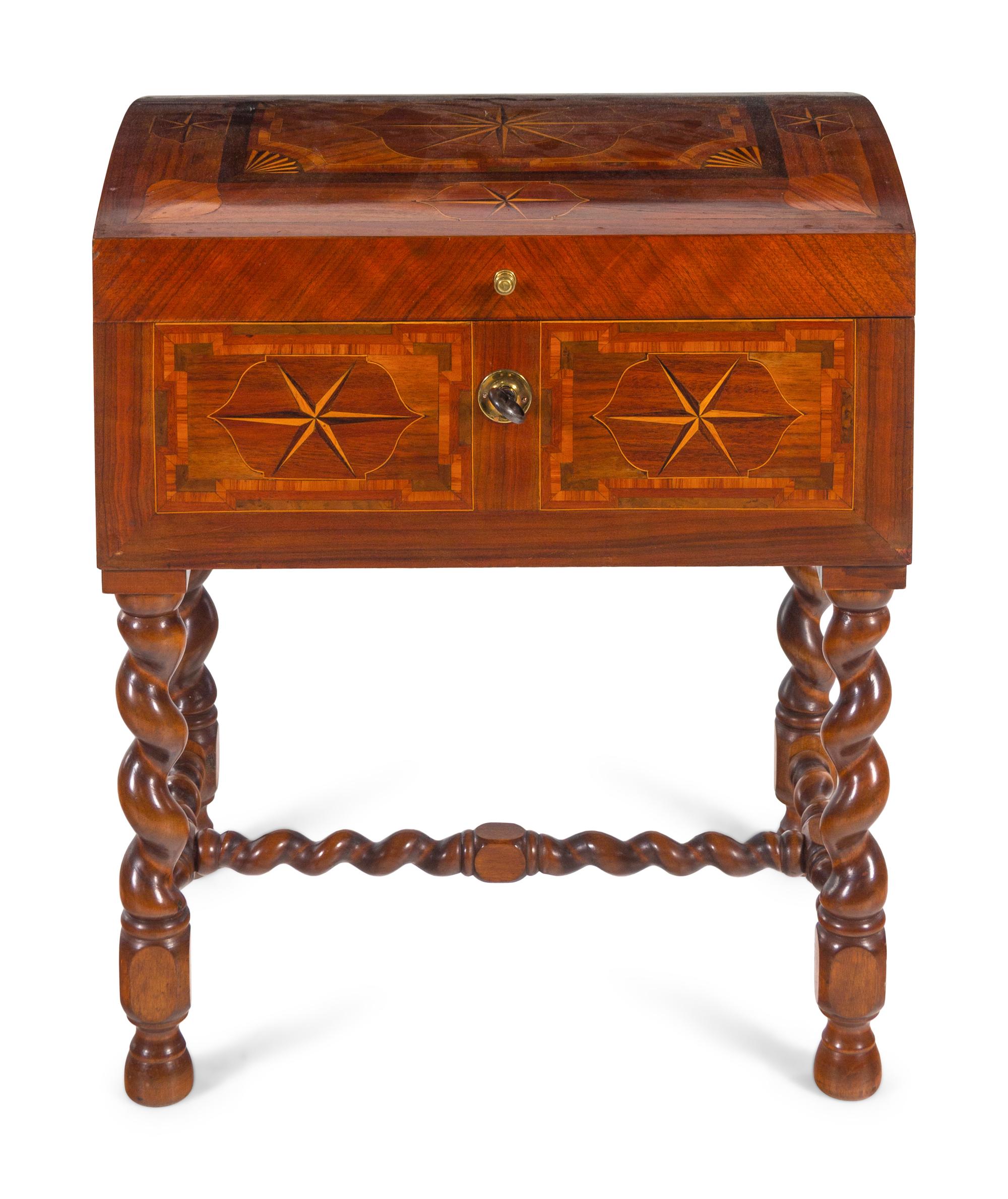 A Continental Mahogany and Marquetry Chest on Stand