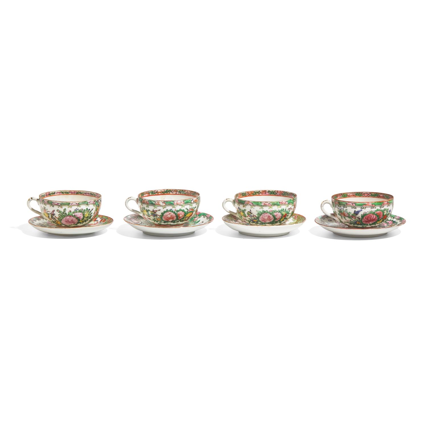 A Group of Twenty-Five Chinese Export Porcelain Rose Medallion Tablewares