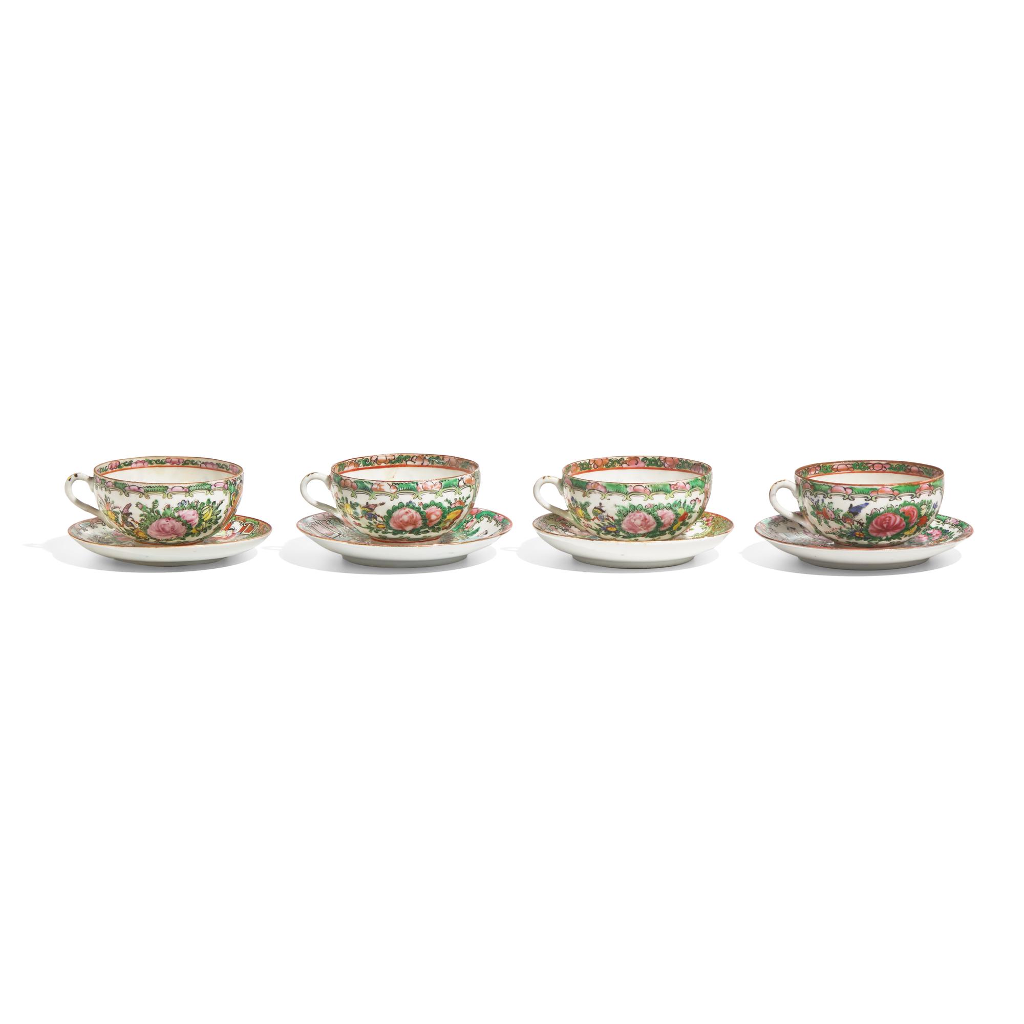 A Group of Twenty-Five Chinese Export Porcelain Rose Medallion Tablewares