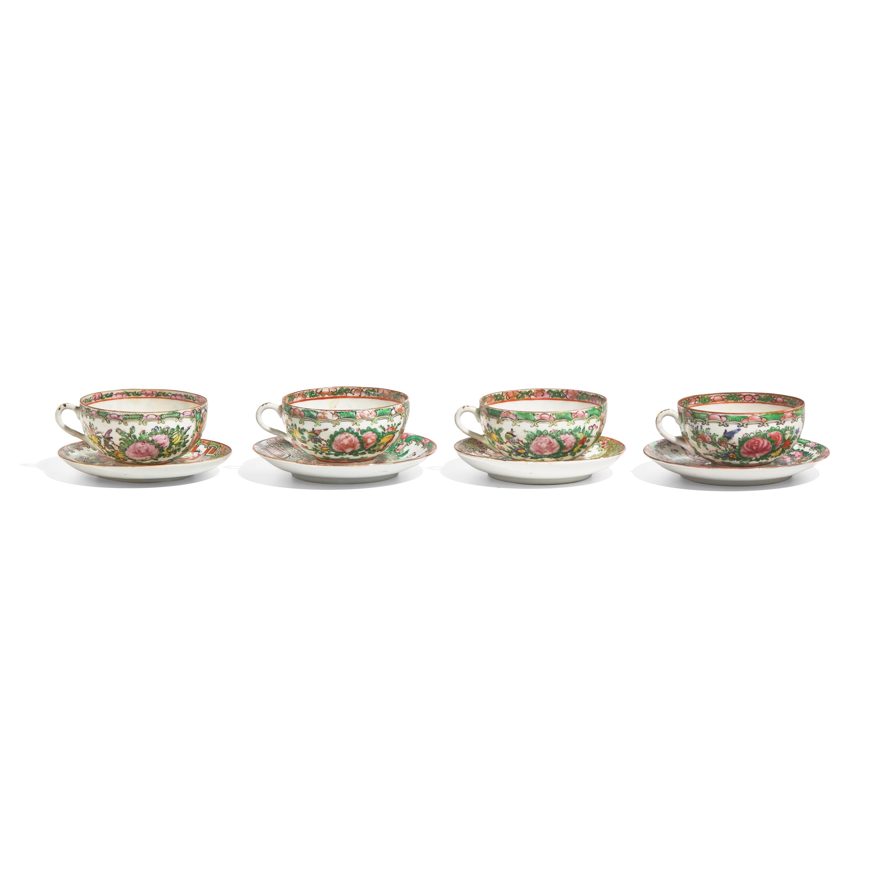 A Group of Twenty-Five Chinese Export Porcelain Rose Medallion Tablewares