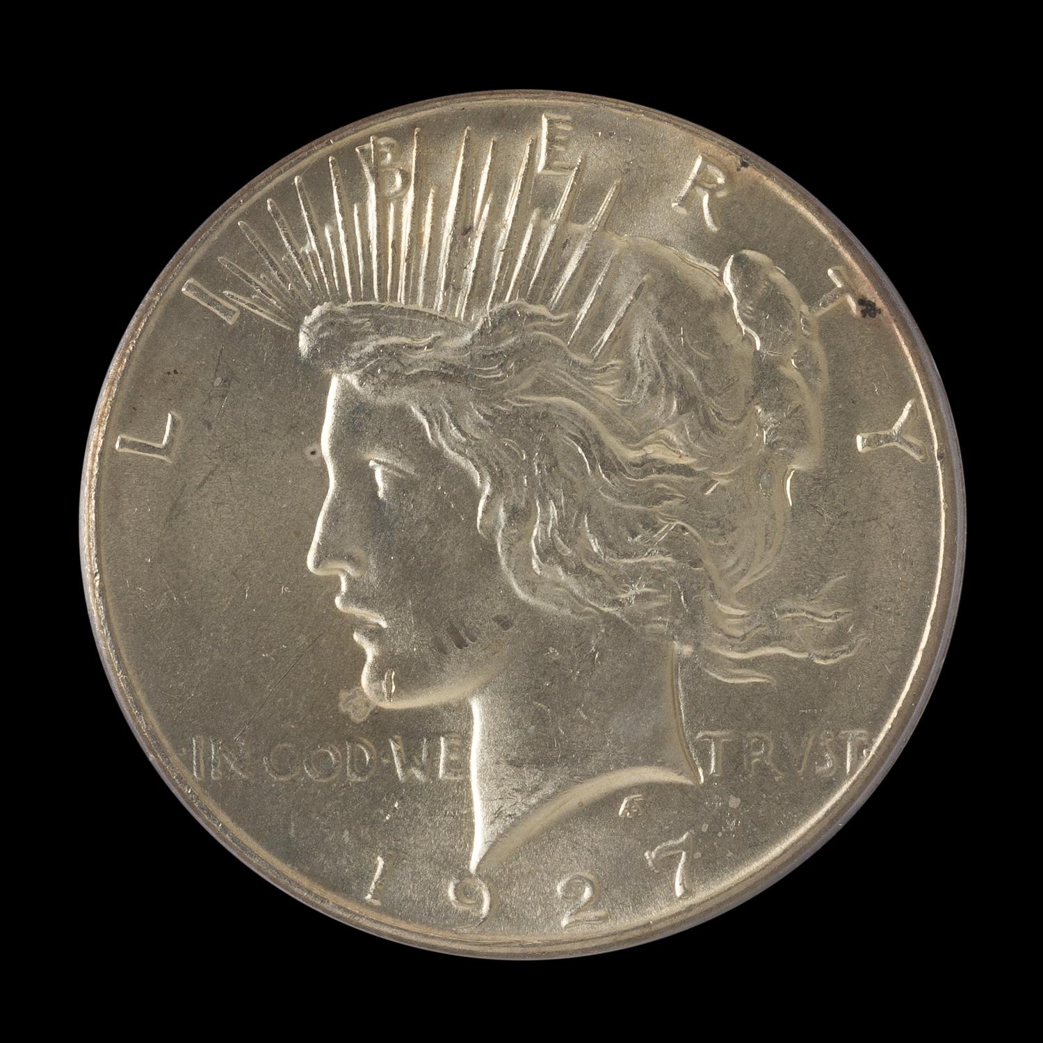 A United States 1927 Peace Silver Dollar Coin