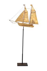 A Molded and Gilt Copper Ketch-Form Weathervane