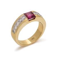 RUBELLITE TOURMALINE AND DIAMOND RING
