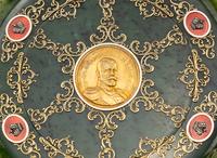 A Nephrite, Gold-Mounted, Gemstone-Inset and Guilloché Enamel Presentation Dish