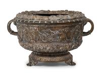 A Brass Two-Handled Jardinière with Bacchic Figures