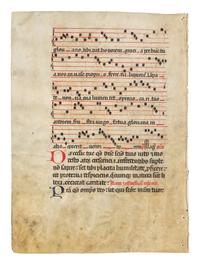 [MANUSCRIPT]. Antiphonary leaf, in Latin, on vellum.