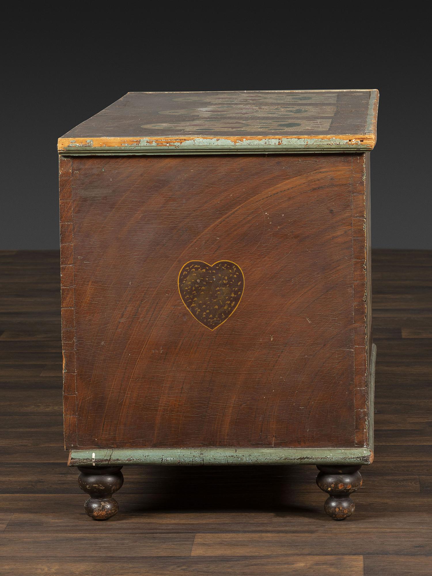 A Country Grain and Floral Painted Pine Painted Blanket Chest