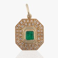 An 18K Yellow Gold, Emerald, and Diamond Pendant
