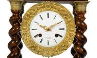 A Charles X Gilt Bronze Mounted Marquetry Portico Clock