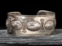Navajo Heavily Stamped Cuff Bracelet, Collected by Hoffman Birney (1891-1958)