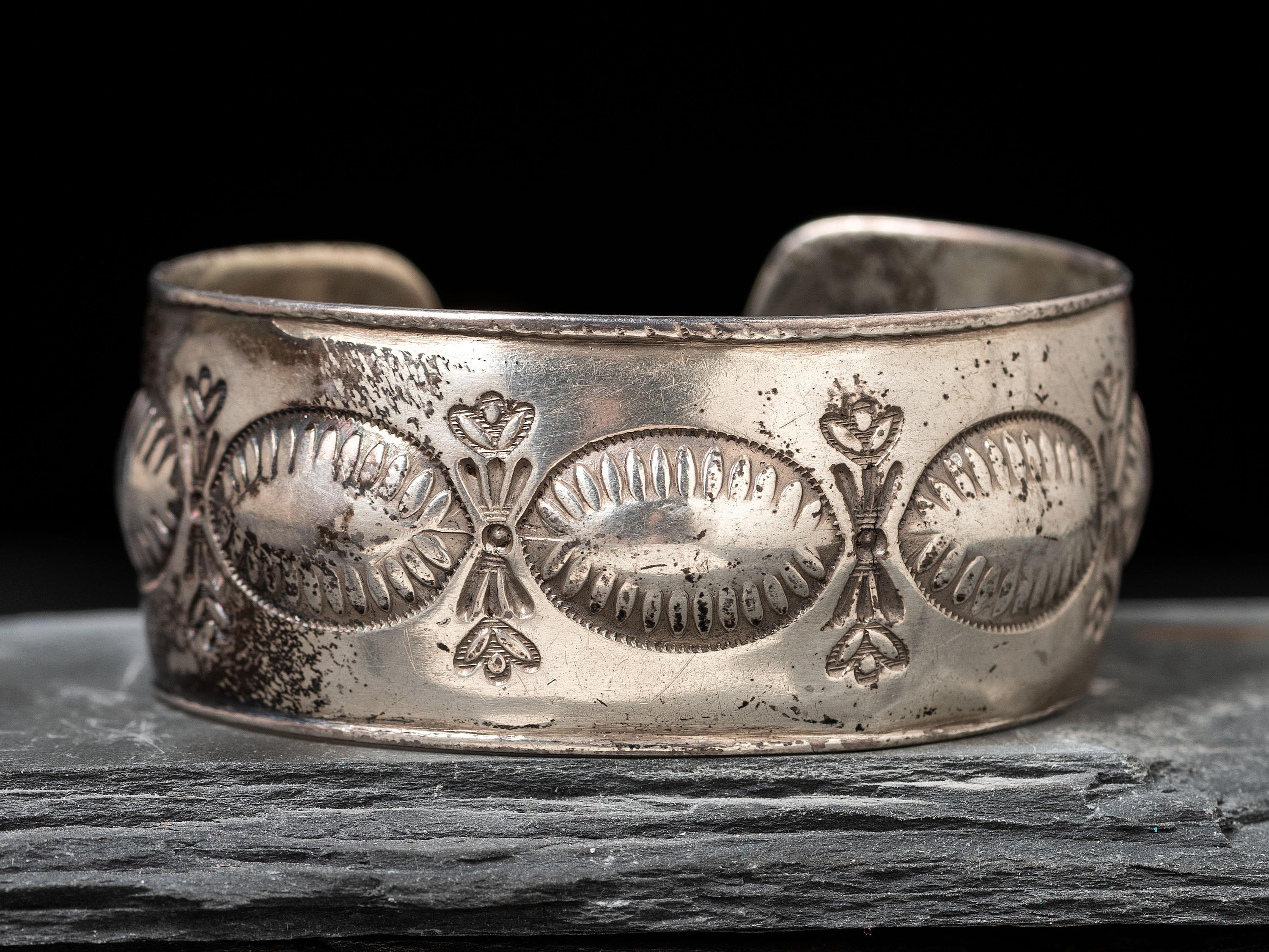 Navajo Heavily Stamped Cuff Bracelet, Collected by Hoffman Birney (1891-1958)