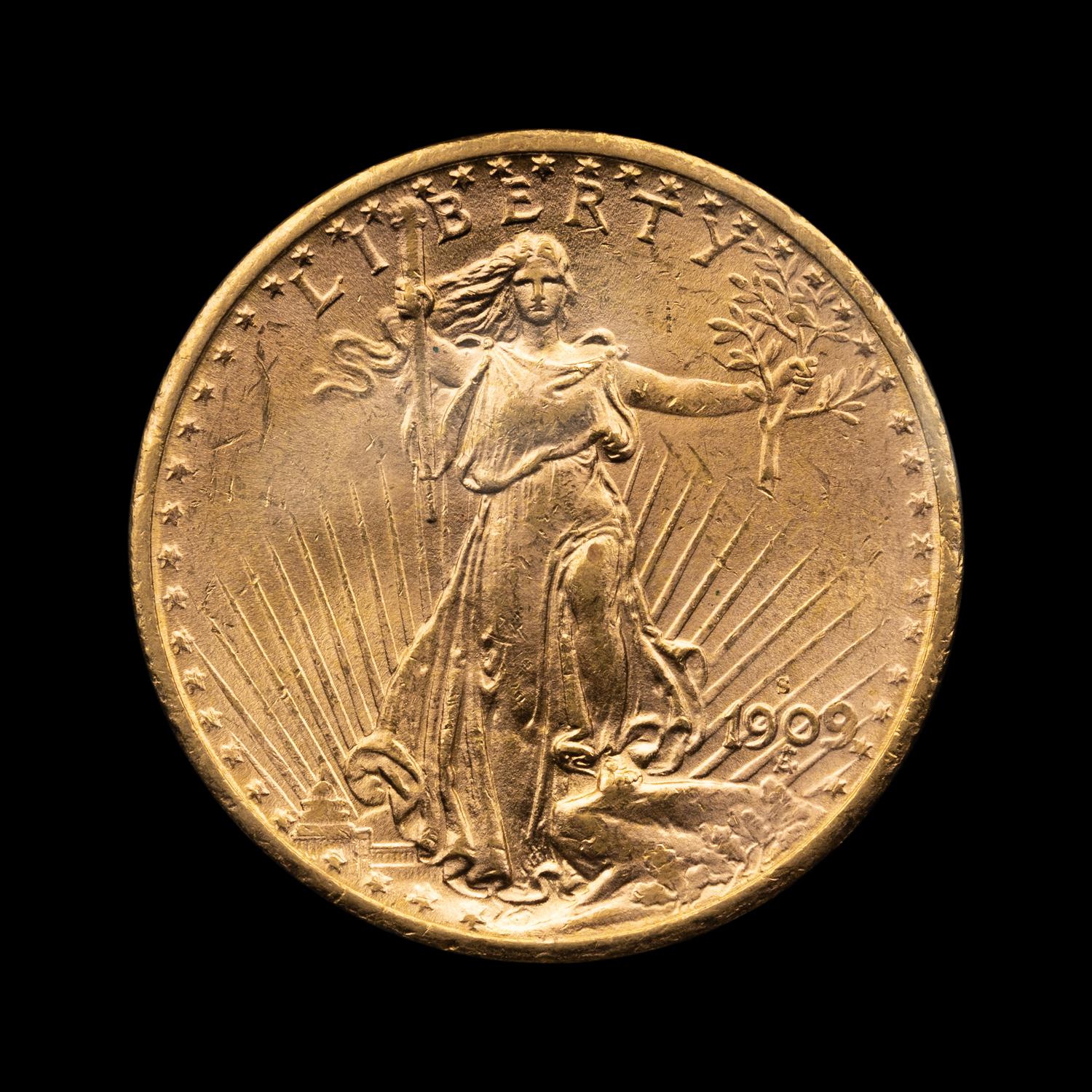 A 1909-S Saint-Gaudens $20 Gold Coin